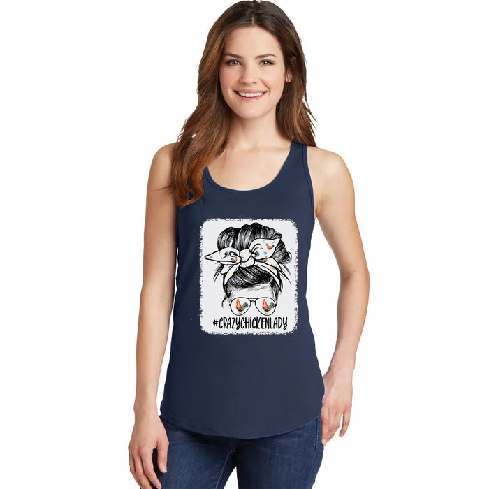 Crazy Chicken Lady Messy Bun Hair Ladies Essential Tank