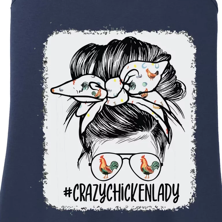 Crazy Chicken Lady Messy Bun Hair Ladies Essential Tank