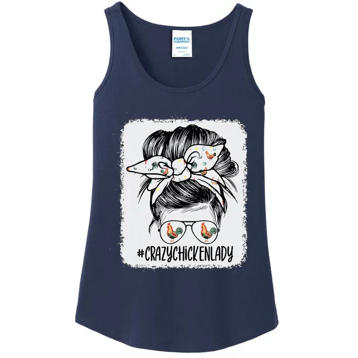 Crazy Chicken Lady Messy Bun Hair Ladies Essential Tank