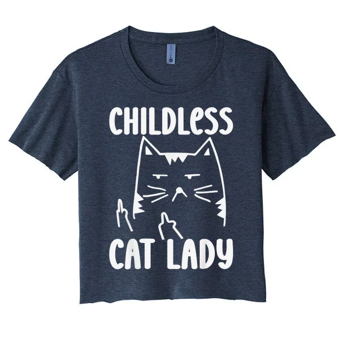 Childless Cat Lady 2024 Funny Political Elections Democrat Kamala Harris 2024 Women's Crop Top Tee