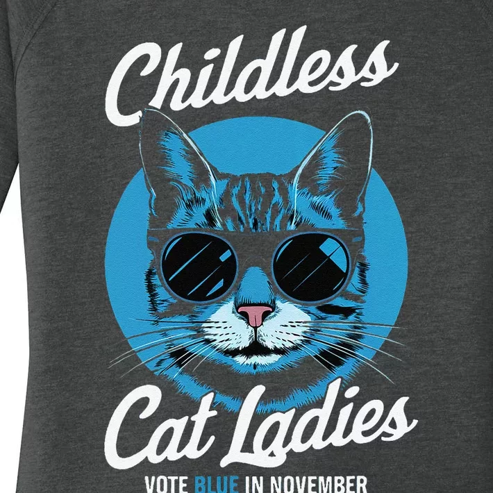 Childless Cat Ladies Vote Blue In November Democrats Liberal Women's Perfect Tri Tunic Long Sleeve Shirt