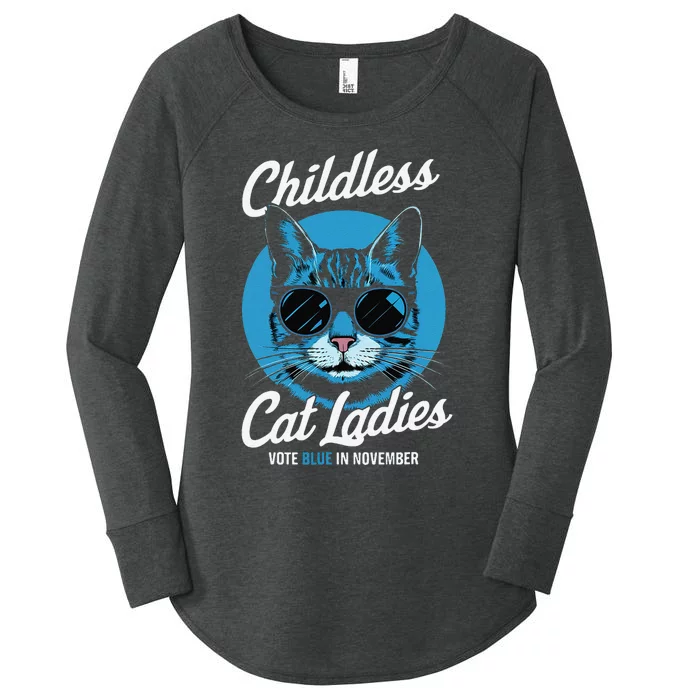 Childless Cat Ladies Vote Blue In November Democrats Liberal Women's Perfect Tri Tunic Long Sleeve Shirt