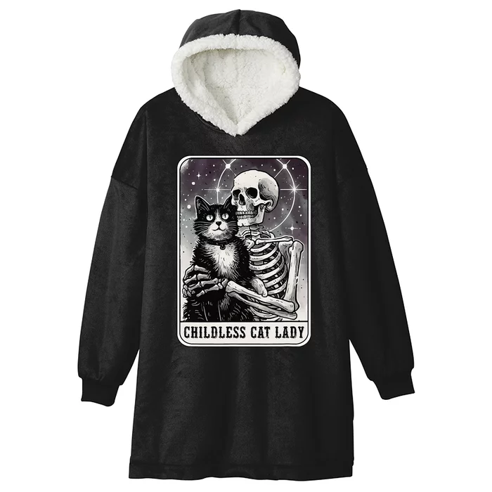 Childless Cat Lady Vintage Tarot Hooded Wearable Blanket