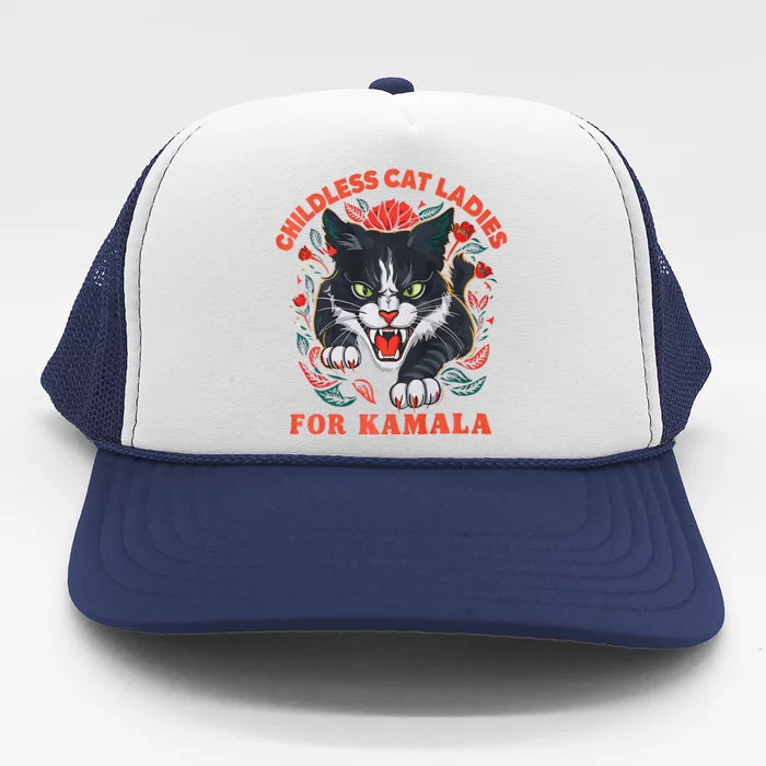 Childless Cat Ladies For Kamala Childless Cat Lady 2024 Trucker Hat