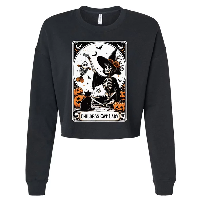 Childless Cat Lady Tarot Card Cropped Pullover Crew