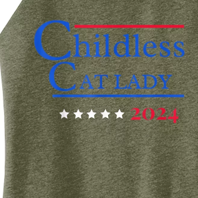 Childless Cat Lady 2024 Funny Political Elections Democrat Kamala Harris 2024 Women’s Perfect Tri Rocker Tank