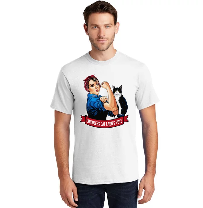 Childless Cat Ladies Vote Rosie The Riveter Tall T-Shirt