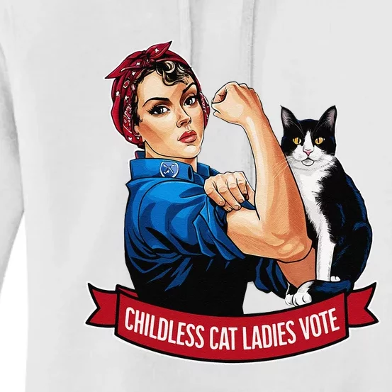 Childless Cat Ladies Vote Rosie The Riveter Women's Pullover Hoodie