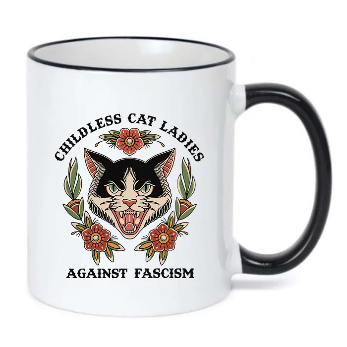 Childless Cat Ladies Against Fascism Black Color Changing Mug