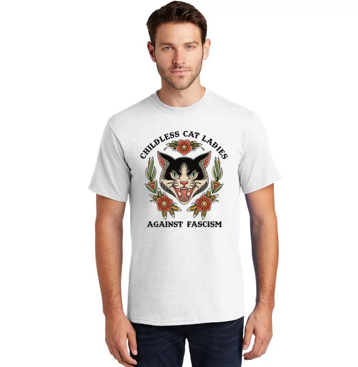 Childless Cat Ladies Against Fascism Tall T-Shirt