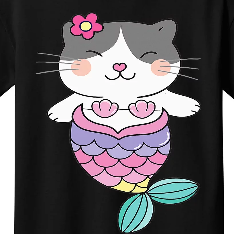 Cute Cat Lovers Adorable Mermaid Cat Kids T-Shirt