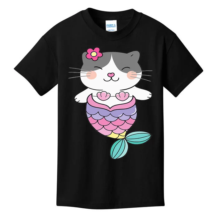 Cute Cat Lovers Adorable Mermaid Cat Kids T-Shirt