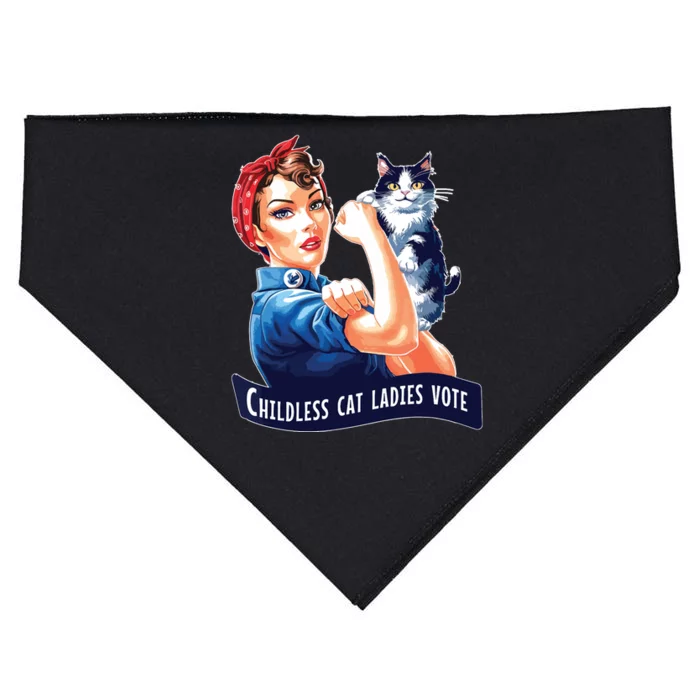 Childless Cat Ladies Vote Rosie The Riveter USA-Made Doggie Bandana