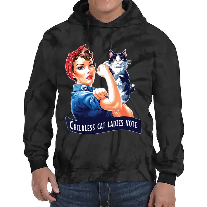 Childless Cat Ladies Vote Rosie The Riveter Tie Dye Hoodie