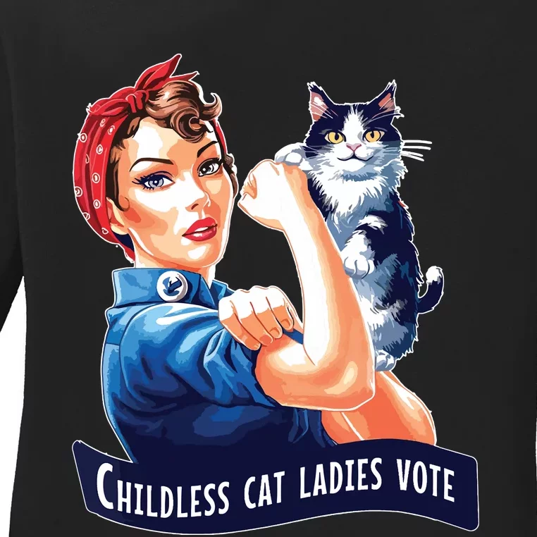 Childless Cat Ladies Vote Rosie The Riveter Ladies Long Sleeve Shirt