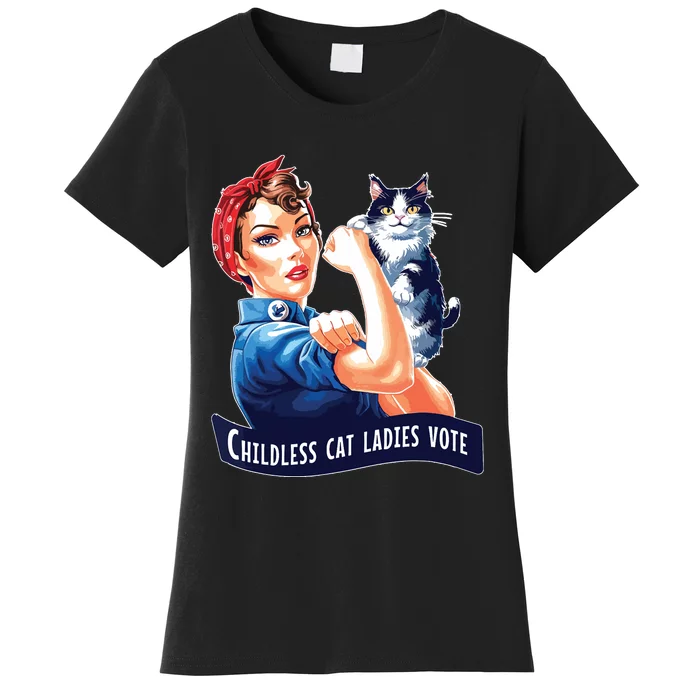 Childless Cat Ladies Vote Rosie The Riveter Women's T-Shirt