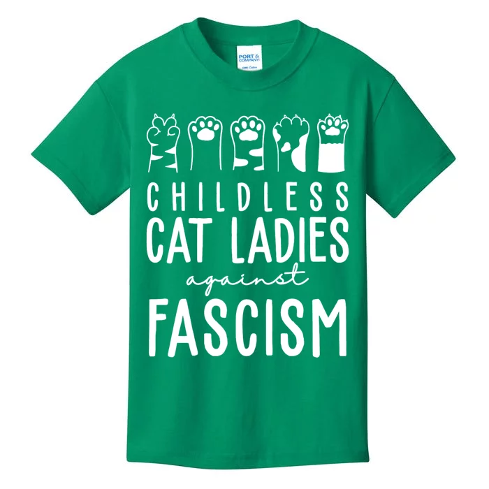 Childless Cat Ladies Against Fascism Proud Childless Cat Ladies Against Fascism Kids T-Shirt