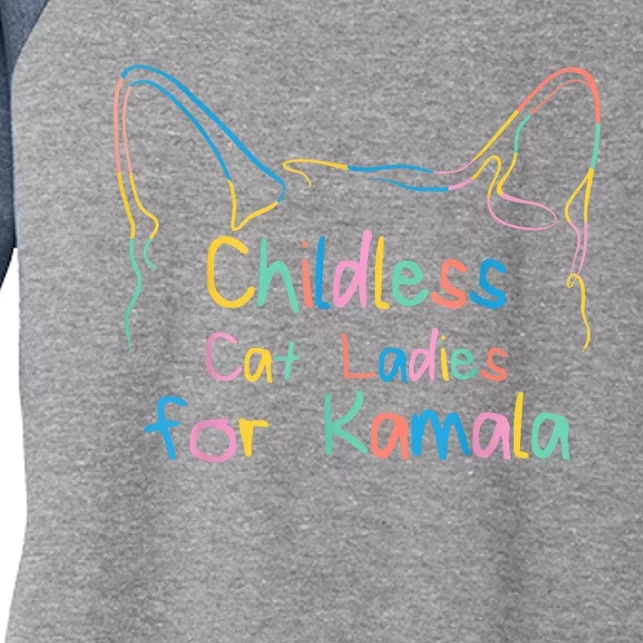 Childless Cat Lady Cat Ladies For Kamala Democrat Kamala Harris 2024 Women's Tri-Blend 3/4-Sleeve Raglan Shirt