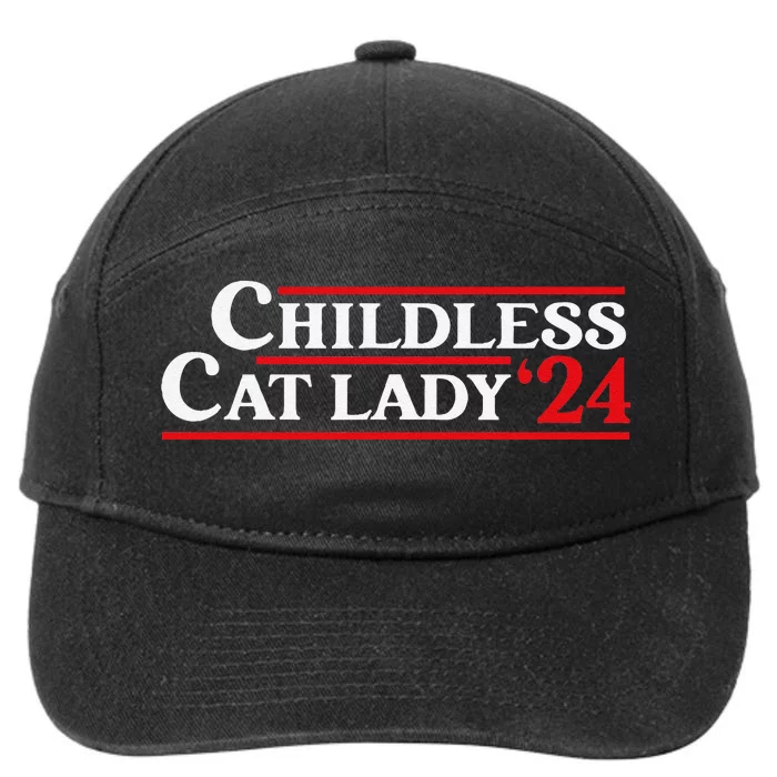 Childless Cat Lady 24 Funny Voting President Election 2024 7-Panel Snapback Hat