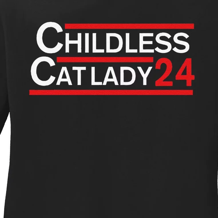 Childless Cat Lady 2024 Ladies Long Sleeve Shirt