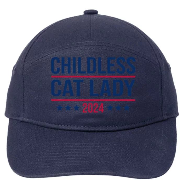 Childless Cat Lady 2024 For President 7-Panel Snapback Hat