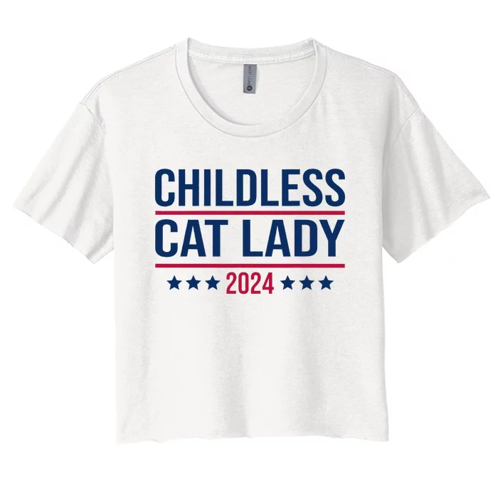 Childless Cat Lady 2024 For President Women's Crop Top Tee