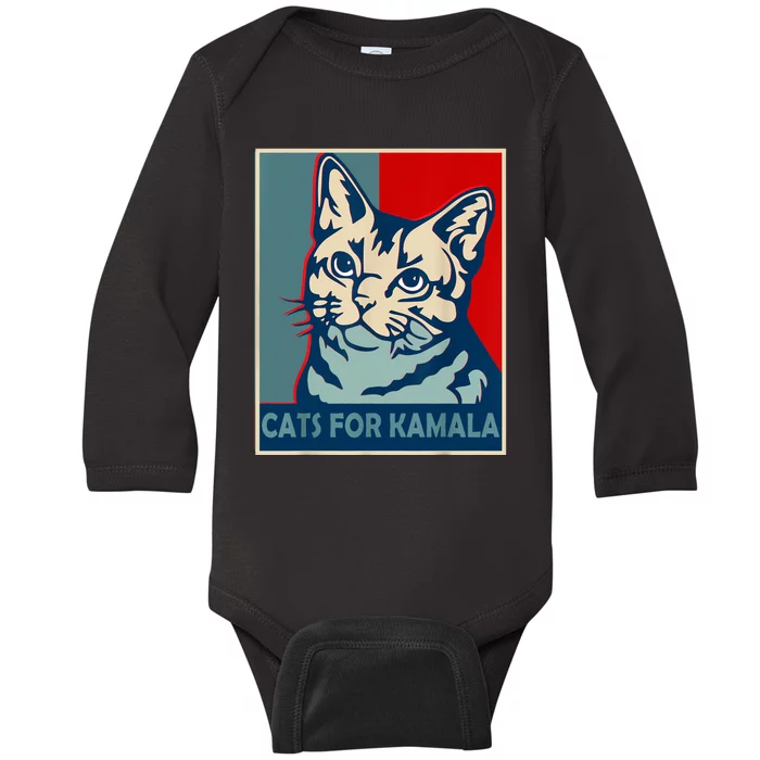 Childless Cat Lady Is Voting Kamala Harris President 2024 Baby Long Sleeve Bodysuit