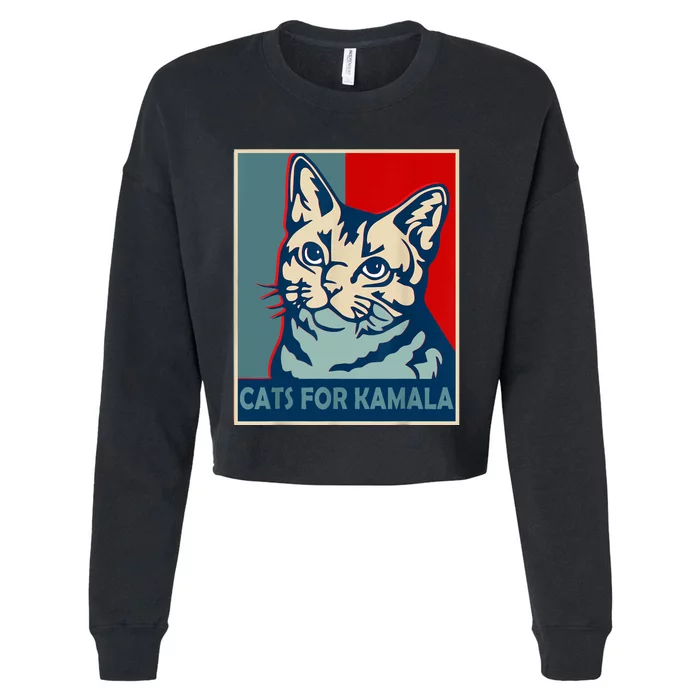 Childless Cat Lady Is Voting Kamala Harris President 2024 Cropped Pullover Crew