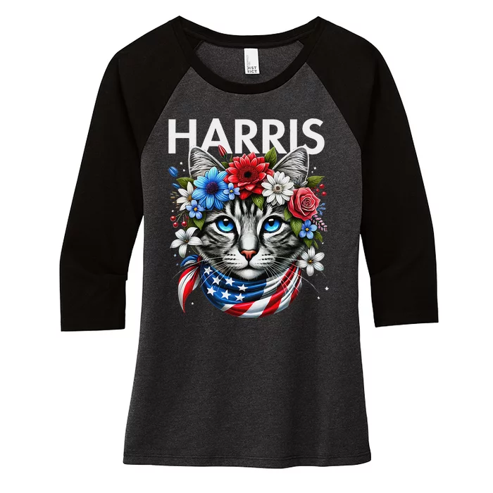 Childless Cat Lady For President 2024 Funny Gifts Women's Tri-Blend 3/4-Sleeve Raglan Shirt