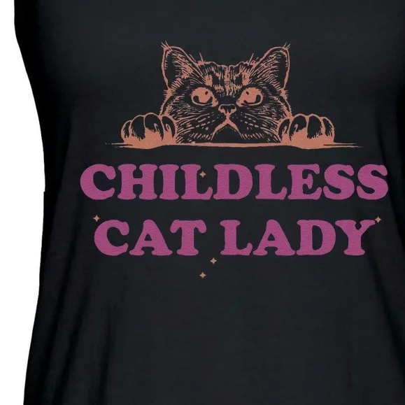 Childless Cat Lady Funny 2024 Ladies Essential Flowy Tank