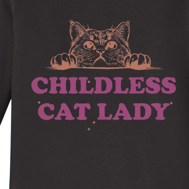 Childless Cat Lady Funny 2024 Baby Long Sleeve Bodysuit