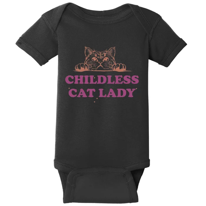 Childless Cat Lady Funny 2024 Baby Bodysuit