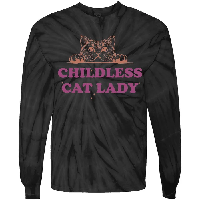 Childless Cat Lady Funny 2024 Tie-Dye Long Sleeve Shirt