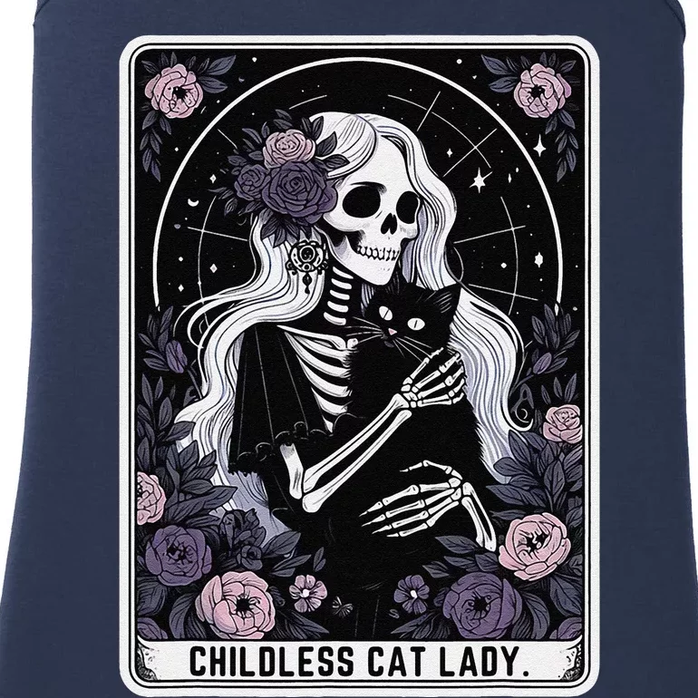 Childless Cat Lady Cute Gothic Skeleton Tarot Card Women Ladies Essential Tank