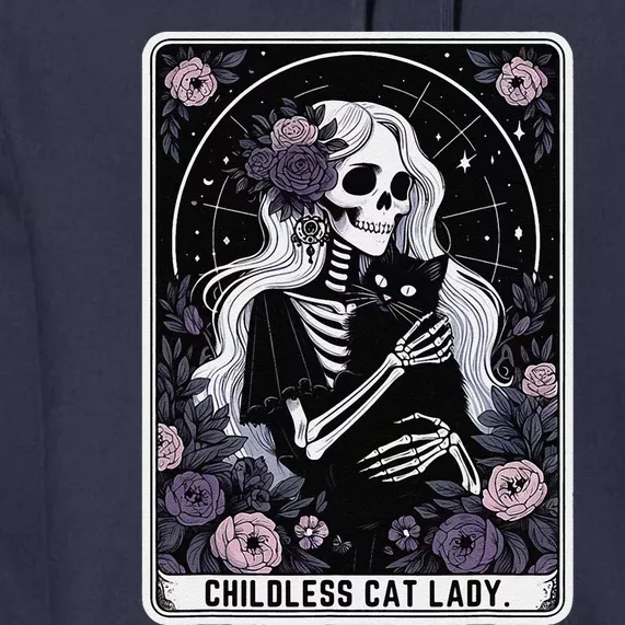 Childless Cat Lady Cute Gothic Skeleton Tarot Card Women Premium Hoodie