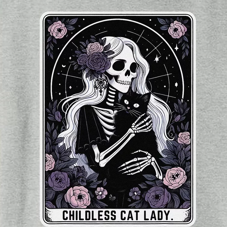 Childless Cat Lady Cute Gothic Skeleton Tarot Card Women Women's Crop Top Tee