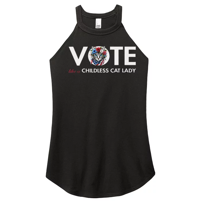 Childless Cat Lady For President 2024 Funny Gifts Women’s Perfect Tri Rocker Tank