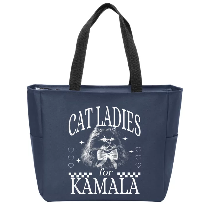 Childless Cat Lady Cat Ladies For Kamala Democrat Kamala Harris 2024 Zip Tote Bag