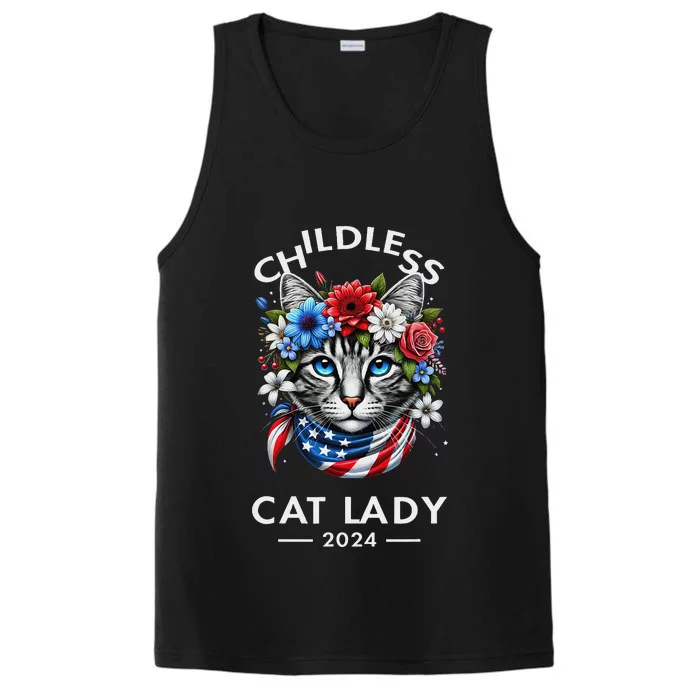 Childless Cat Lady For President 2024 Funny Gifts Performance Tank