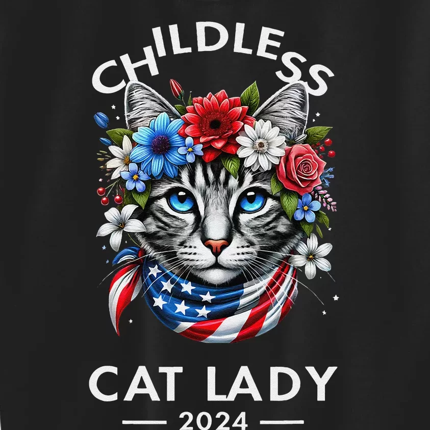 Childless Cat Lady For President 2024 Funny Gifts Kids Sweatshirt