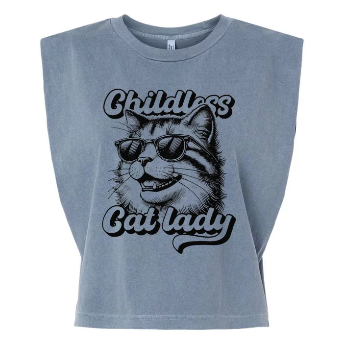 Childless Cat Lady Funny Cat Owner Garment-Dyed Women's Muscle Tee