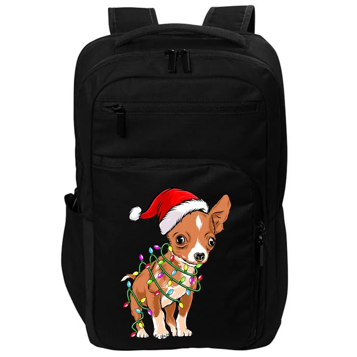 Chihuahua Christmas Lights Gift Funny Xmas Dog Lover Impact Tech Backpack