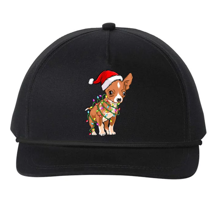 Chihuahua Christmas Lights Gift Funny Xmas Dog Lover Snapback Five-Panel Rope Hat