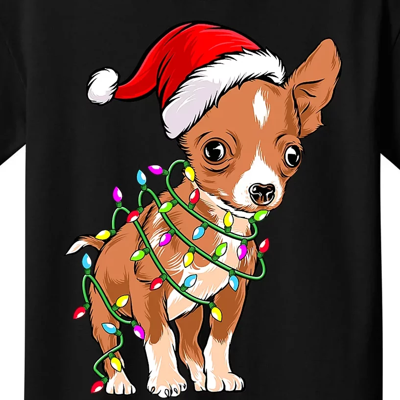 Chihuahua Christmas Lights Gift Funny Xmas Dog Lover Kids T-Shirt