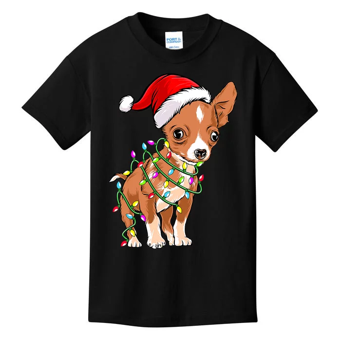 Chihuahua Christmas Lights Gift Funny Xmas Dog Lover Kids T-Shirt