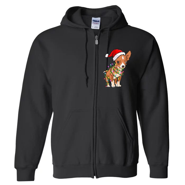 Chihuahua Christmas Lights Gift Funny Xmas Dog Lover Full Zip Hoodie