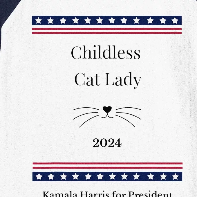 Childless Cat Lady Political Whiskers Kamila Harris Baseball Sleeve Shirt