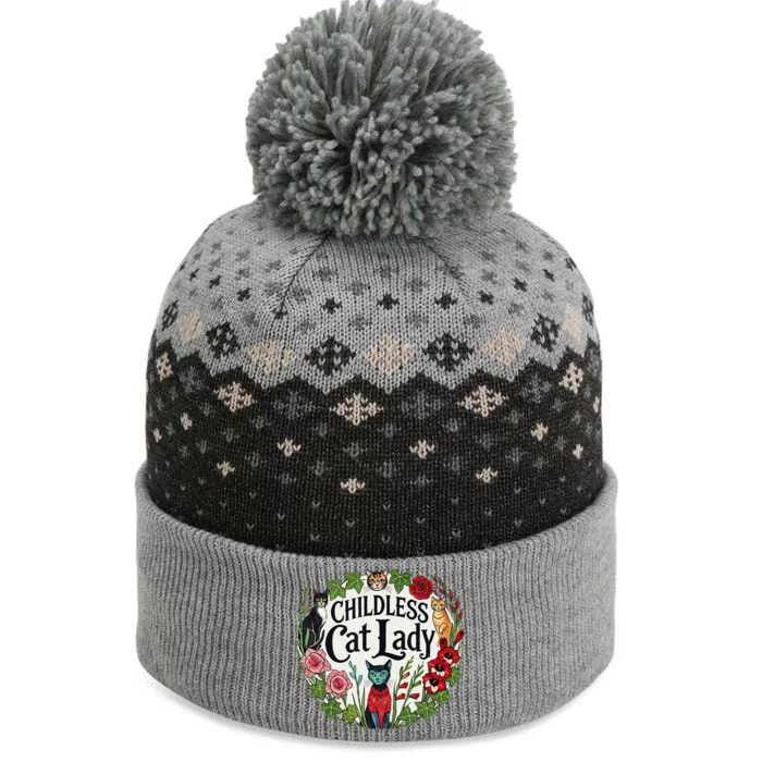 Childless Cat Lady Illustration The Baniff Cuffed Pom Beanie