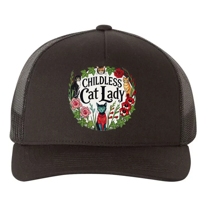 Childless Cat Lady Illustration Yupoong Adult 5-Panel Trucker Hat