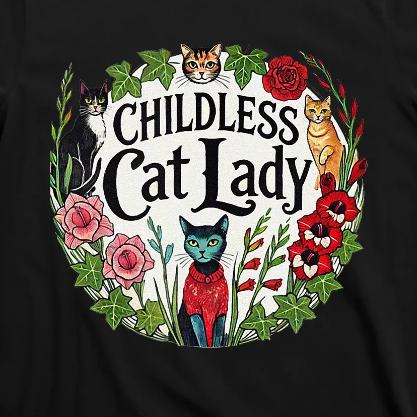 Childless Cat Lady Illustration T-Shirt